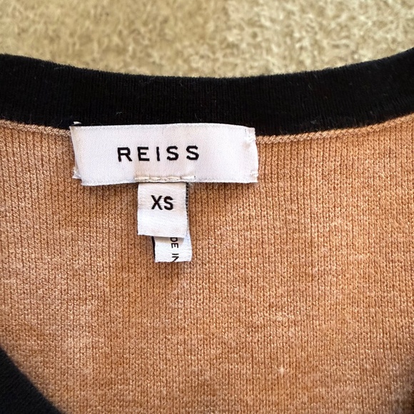 Reiss Rosie Short Sleeve Sweater Dress XS Camel/Black Striped Knit - Picture 9 of 15